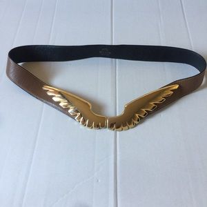 Escada Vintage Leather Wings Belt Brown